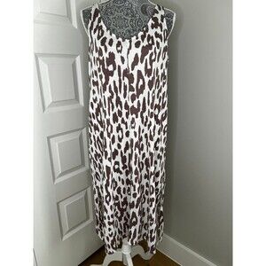 Nicole Miller Maxi Midi Dress Cover Up Brown Summer Muslin Knit Med